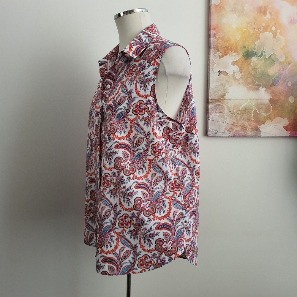 Sportscraft Liberty Fabric Paisley Floral Print Sleeveless Blouse Size 14 - Picture 6 of 12